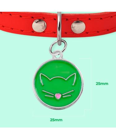 Personalized Ibera Gifts: Engraved Cat Necklace for Medium to Large Cats - Round Green Collar with Name & Address Tag - Buy Online on GoSupps.com