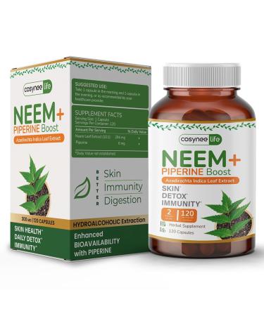 Cosynee Life Organic Neem Leaf Capsules 300mg | Neem Supplement with Azadirachta Indica | Neem Capsules for Daily Wellness & Skin Clarity | Neem Leaf Capsules Organic | 120 Count