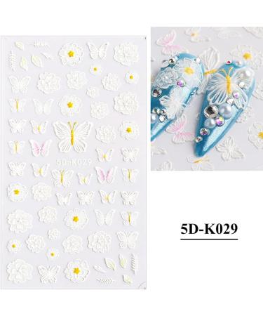 LIULI 5D Embossed Lace Butterfly Nail Art Stickers - Black & White | Adhesive Decals for Spring/Summer Decor - Buy Online on GoSupps.com