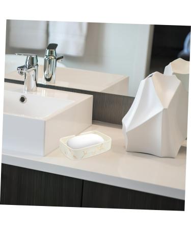 Amosfun 2pcs Draining Soap Dish Sponge Dish Hidden Valance Clips Soap Holder Self Draining Bar Soap Dish Self Draining Soap Holder for Bath Soap Stand Sponge Holder Marbling Ceramics White - Buy Online on GoSupps.com