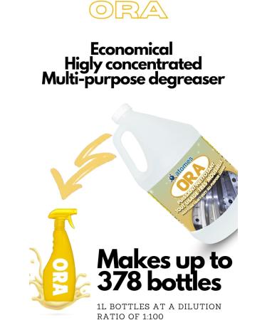 ORA | Professional Heavy-Duty Cleaner | Powerfull grease remover and grime fighter | All-Purpose Cleaner 3.78 Litres - Buy Online on GoSupps.com