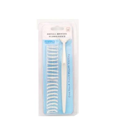Dental floss handle + extra dental floss heads toothpick teeth cleaning white