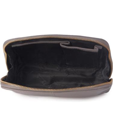 Catwalk Collection Handbags | Ladies Leather Makeup Bag | Medium Cosmetic Bag - Emma in Grey - Ideal for Handbag Essentials - Buy Online on GoSupps.com