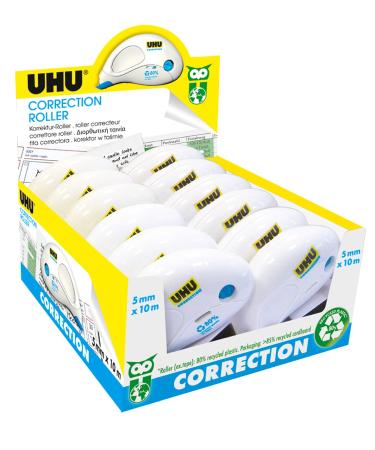 Uhu Correction Roller Compact correction scooters for quick clean and line -precision correcting texts covering white 12 pieces of 10 m x 5 mm