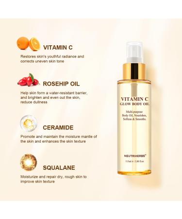 Neutriherbs Rosehip Oil for Dry Skin - Hydrating Moisturizer & Brightening Body Massage Oil - 115ml All Skin Types - Buy Online on GoSupps.com