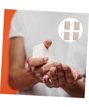 FRCOLOR 8 Pcs Cotton Linen Soap Pouches - Natural Sisal Drawstring Bags for Soaps | Eco-Friendly Durable & Perfect for Women - Khaki Color - Buy Online on GoSupps.com