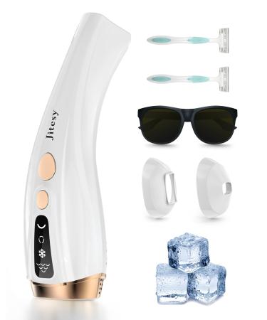 Jitesy IPL Hair Removal for Women and Men Permanent Hair Removal with Ice Cooling Painless 2-in-1 Hair Remover Device Home Use Unlimited Flashes for Whole Body Use Facial Back Arms Legs Bikini JT1 Gold