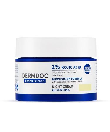 DermDoc Glow Fusion Night Cream with Niacinamide & Alpha Arbutin Nourishing Face Cream | Night Cream for Healthy-Looking Skin | 50 g - Buy Online on GoSupps.com