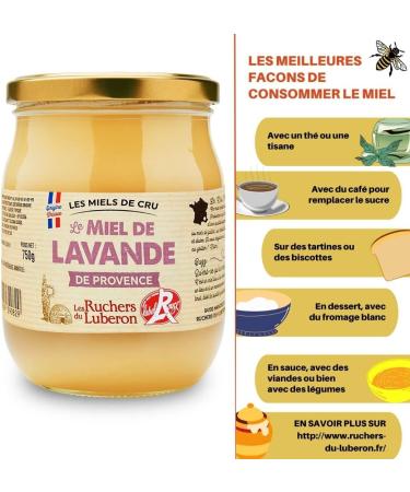 Les Ruchers du Luberon - Lavender Honey PGI/Red Label 750 g - French Raw Honey - Natural - Unfiltered - Naturally Cre - Buy Online on GoSupps.com