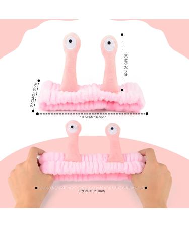 Snail Spa Headband Facial Makeup Head Band Cute Cartoon Face Wash Hair Bands Makeup Headbands Coral Fleece Elastic Head Wraps for Women Girls Beauty Skincare (Pink) - Buy Online on GoSupps.com