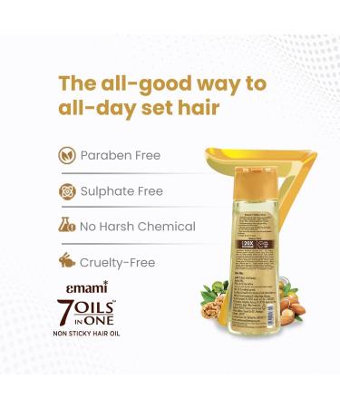 Emami 7-in-1 Hair Oil | Ayurvedic Natural Herbs for Hair Repair & Scalp Nourishment | Strong Healthy Hair | 3.38 Fl Oz/100ml - Buy Internationally - Buy Online on GoSupps.com