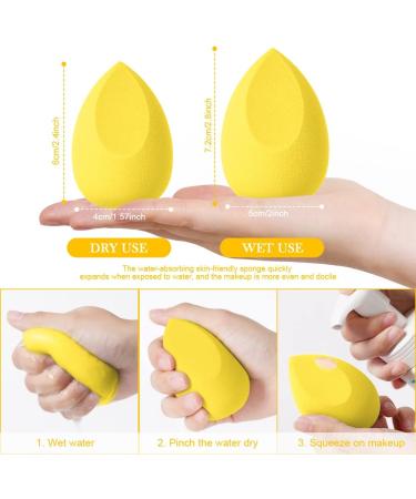 AUAUY 6 Pcs Makeup Sponges Blender Set 4 Pcs Professional Beauty Sponge Foundation Blending Blender with 1 Sponge Holder 1Powder Puff Multi-colored Makeup Sponges for Cream Liquid and Powder 4pcs-Yellow - Buy Online on GoSupps.com