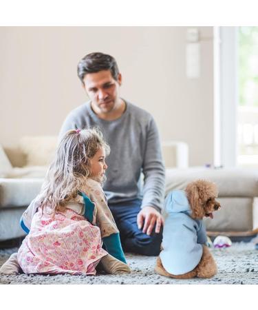 Dog Sweater for Small Dogs | Cute Light Blue Cotton Hoodie for Puppies & Cats - Warm Pullover Coat - Buy Online on GoSupps.com