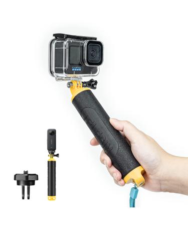 TELESIN Floating Hand Grip Waterproof Stick for GoPro Hero 11 10 9 8 7 6 5 4 3 2, Fusion, Max, Underwater Selfie Sick for Most Action Cameras