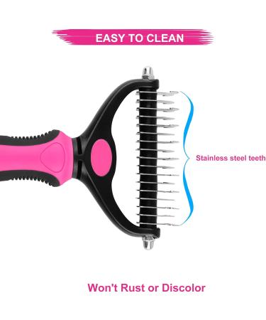 MEKEET Pet Dog Grooming Comb - 2-in-1 Deshedding & Dematting Brush | Double-Sided Undercoat Rake for Long & Medium Hair Cats and Dogs in Red - Buy Online on GoSupps.com
