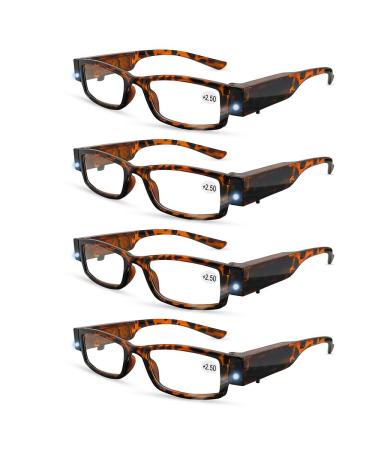Reading Glasses with Lights Led Readers Eyeglasses with Lights Magnifier Reader +250