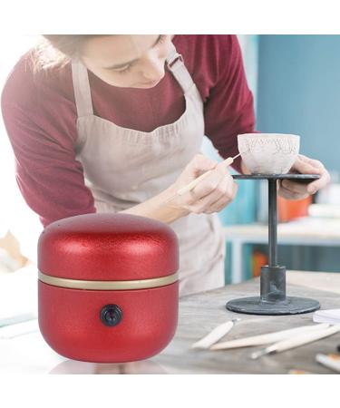 Mini Electric Pottery Wheel Machine | Adjustable Speed with Tray | Ideal for Kids, Beginners, and Ceramics Art | Red - Buy Online on GoSupps.com