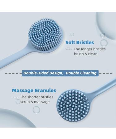 HEDONLEE Silicone Body Scrubber Set - 2 Pack Long Handle Back Scrubber with Hooks for Shower, Bath, Skin Massage, Exfoliation - Buy Online on GoSupps.com