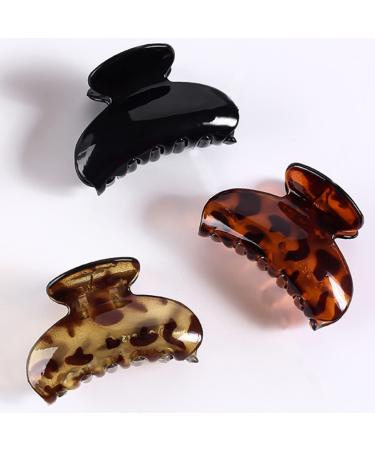 3 Pack Medium Hair Claw Clips 2.7 Small Hair Catch Barrette Jaw Grips Plastic Nonslip Hair Clip for Women Girls Half Bun Hairpins for Thick/Thin Hair