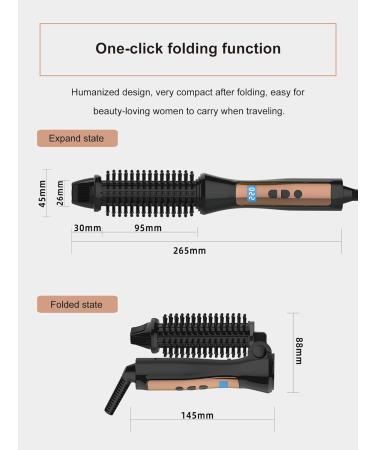 Mini Collapsible Hair Curler Brush: Tangle-Free, Temperature Control, Dual Voltage Travel-Friendly Tourmaline Ceramic Ionic Hot Styling Wand (Black) - Buy Online on GoSupps.com