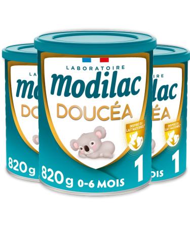 Modilac - Lait Infantile en Poudre Douc a 1 - Convient en Relais de l'Allaitement Maternel - Fabriqu en France Sans Huile de Palme - 1er Age De 0 6 Mois - Lot de 3x820g 820 g (Lot de 3)