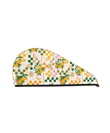 Hair Towel Wrap Hair Drying Towel with Button Towel Turban Head Towel to Dry Hair Quickly (Fruit)