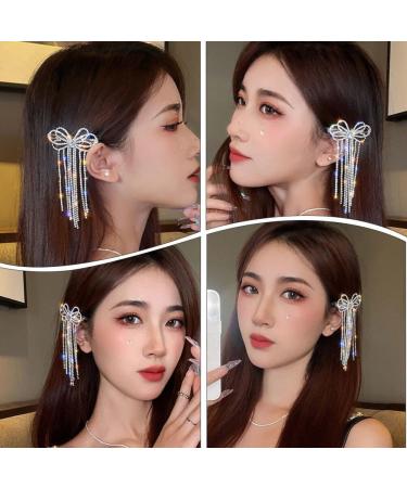 Tassel Edge Clip Sparkly Barrettes Hair Clips for Bows Girl Bobby Pin Unique Hair Clip Big Bow Hair Clips Crystal Hair Pin Rhinestone Hair Bow Clip Rhinestones Miss Bun Shiny - Buy Online on GoSupps.com