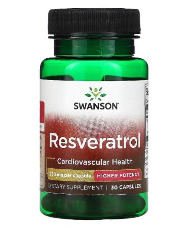 Swanson - Resveratrol 250mg Capsules | Natural Antioxidant Support - 30 Capsules