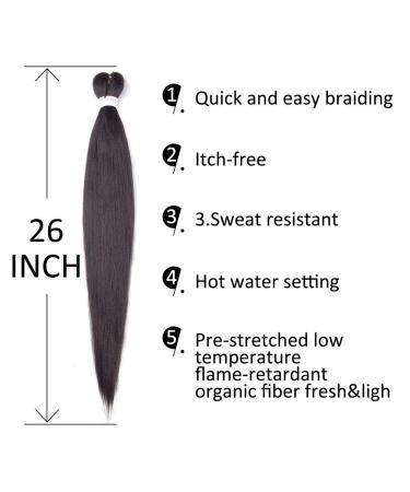 26 Inch Pre Stretched Braiding Hair Extensions - 8 Pack Crochet Braids - Premium Yaki Texture - Hot Water Setting - Long Length - Buy Online on GoSupps.com