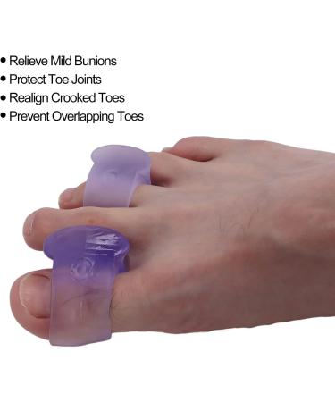 Silicone Toe Separators - 4 Pairs for Overlapping Toes - Purple Hallux Valgus Corrector & Bunion Straightener with Guaranteed Results - Buy Online on GoSupps.com