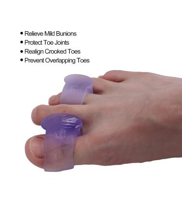 Silicone Toe Separator 4 Pairs - Overlapping Toes, Bunion, Hammer Toe Corrector - Purple - Buy Online on GoSupps.com