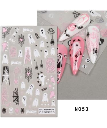 Halloween Nail Stickers 6 Sheets Self-Adhesive Nail Decal Ghost Skull Witch Spider Nail Art Decoration Design Supplies - Buy Online on GoSupps.com