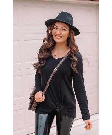 Lanzom Women's Wide Brim Floppy Panama Fedora Hat - Black, One Size - Buy Online on GoSupps.com