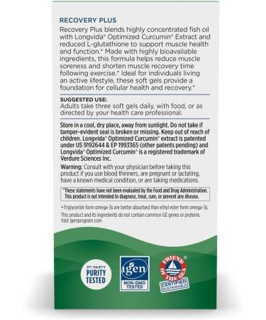 Nordic Naturals Recovery Plus Unflavored - 45 Soft Gels - 1800 mg Omega-3 Fish Oil - 600 mg Longvida Optimized Curcumin - Cellular Health & Recovery - Post-Exercise Muscle Support - 15 Servings - Buy Online on GoSupps.com