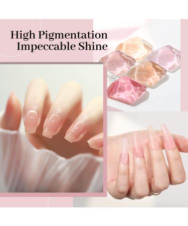Modelones Dip Powder Nail Kit - 6 Translucent Colors, 12 Pcs, Base & Top Coat - DIY French Nail Art - Buy Online on GoSupps.com
