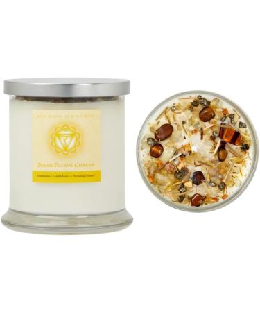 Solar Plexus Chakra Candle | New Moon Beginnings | Aromatherapy & Crystal-Infused Soy Candle | 12oz Dried Flower Candle - Buy Online on GoSupps.com