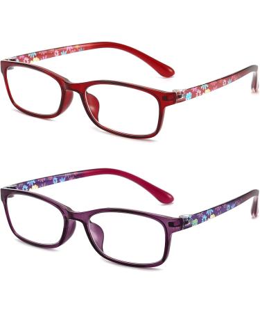 Shop Women's Blue Light Blocking Reading Glasses - Flexible Anti-Eyestrain Computer Readers - Full-Rim Red/Purple 2.5x - Buy Online on GoSupps.com