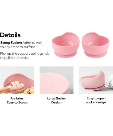 SilverStaar Baby Weaning Set - Silicone Suction Plate, Bowl, Spoon, Fork & Bib | Detachable Suction Base Feeding Set for Babies and Toddlers (Pink) - Buy Online on GoSupps.com