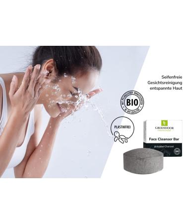 Greenendoor Solid Facial Cleanser with Activated Carbon - 57g | Soap-Free Plastic-Free All-Natural for Oily and Combination Skin | Aloe Vera Infused for Clear Healthy Skin - Buy Online on GoSupps.com