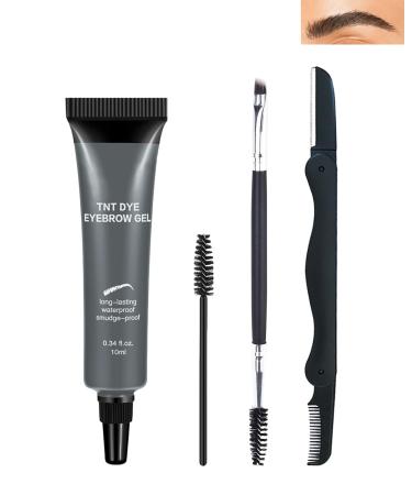 Waterproof Tinted Brow Gel Kit Grey Tinted Thickening Eyebrow Gel with Brow Brush & Razor Long Lasting Transfer-Proof Brow Glue Brow Fast Sculpt Eye Brow Gel Fill in Eyebrows for Women Girls-05#