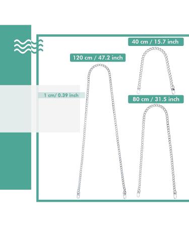 Replacement Purse Chain Strap Flat Chains Iron Bag Chains Shoulder Straps Purse Link Chains  with Metal Slide Hook Buckles for DIY Handbags Crafts  47.2 Inch 31.5 Inch 15.7 Inch (Silver Classic Style) Silver Classic Style - Buy Online on GoSupps.com