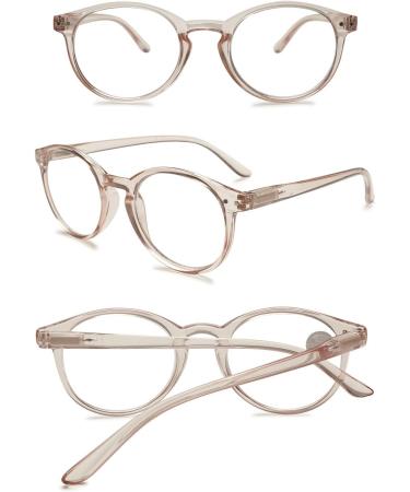 Koosufa Anti Blue Light Reading Glasses for Men & Women - Round Spring Hinge Various Strengths Stylish Light Brown Lens - Buy Online on GoSupps.com