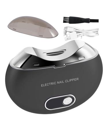 Fingernail Trimmer Electric - Fingernail Cutter and File | Rechargeable Nail Scraps with Light & 3 Speeds Clipper with LCD Digital Display for Children Seniors Black
