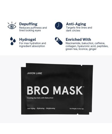 Bro Mask Under Eye Gel Pads - Cooling Eye Patches for Dark Circles and Puffiness | Anti-Aging Hydrogel Patch Set with Bakuchiol, Green Tea, Hyaluronic Acid, Caffeine, Niacinamide - 24 Pairs - Buy Online on GoSupps.com