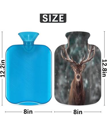 Wildlife Deer Hot Water Bottle with Fluffy Cover | 2L Capacity | Cozy Winter Relief for Kids & Adults - Buy Online on GoSupps.com