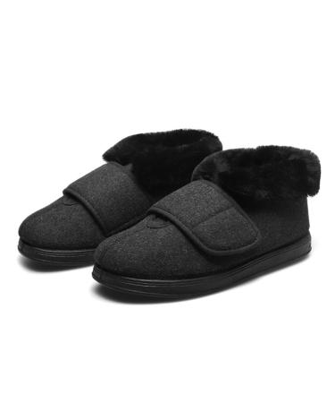 KXSM Comfort Diabetic Shoes Orthopedic Slippers Memory Foam Slippers Plush Fleece Lining House Shoes Anti Slip Sole for Elderly Men and Women Black 45 45 Black