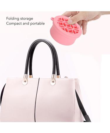 2 in 1 Makeup Brush Cleaner Bowl - Portable Folding Cleaner & Drying Rack Multifunctional Space-Saving Mat (Pink) for Effortless Brush Care - Buy Online on GoSupps.com