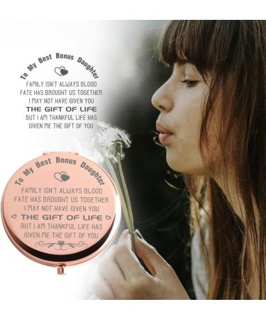 Rose Gold Compact Pocket Mirror: Unique Bonus Daughter Gifts from Bonus Mom/Dad - Perfect for Birthday, Wedding, Christmas & Graduation - Buy Online on GoSupps.com