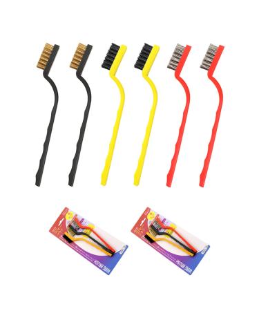 Wire Brush Set 3Pcs X 2  Brass/Stainless Steel/Nylon Bristles  Deep Cleaning of Rust  Dirt and Paint  Suitable for Kitchenware Cleaning  Metal Rust Removal  Car Stain Removal  Machine Repair  etc. 6