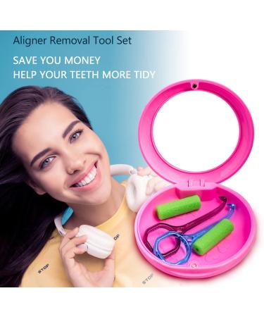 Wenge Aligner Removal Tool with Mirror & Pink Retainer Case - 2 Aligner Trays & Chewies for Oral Care - Buy Online on GoSupps.com